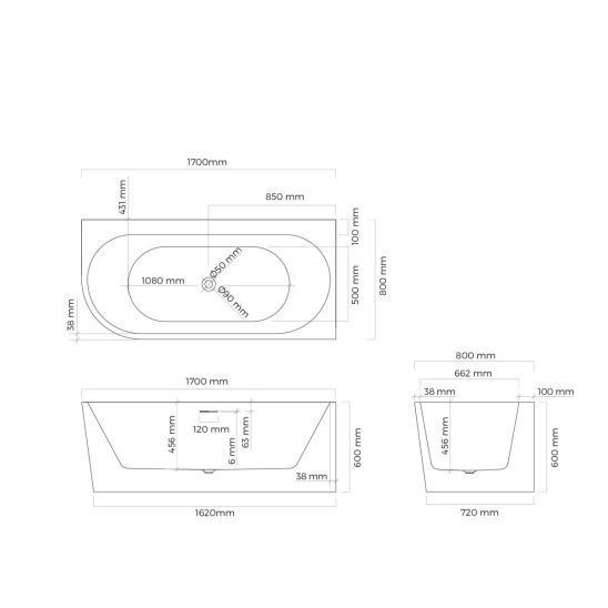 Set hoekbad Oltens Hulda 11004000, stopafdekking Oltens 09002000