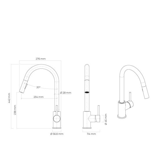 Set spoelbak van graniet Blanco Subline 500-U 525995, keukenkraan Oltens Litla 35204100