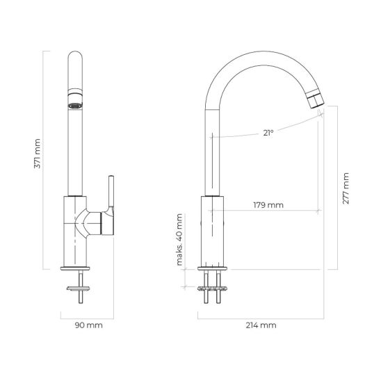 Set tectoniet spoelbak Franke Sirius 114.0496.104, keukenkraan Oltens Skafta 35206100