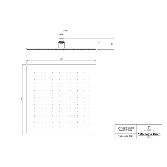 Set bad- en douchekraan Villeroy & Boch Universal Taps & Fittings TVD00065300061, regendouche Villeroy & Boch Universal Showers TVC00000600061, TVD00065100000, TVS10900600061, TVC00045453061, TVC00045900061, TVC00045700061, TVC00003500061