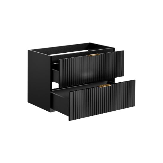 Set kast Comad Adel Black ADEL BLACK  82-80-B-2S, badkamerblad op kast Comad Nature Wotan NATURE WOTAN 89-80-46 M