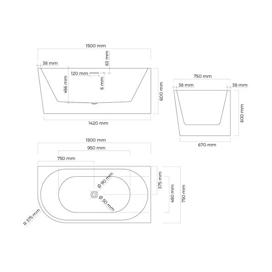Set hoekbad Oltens Delva 11006000, stopafdekking Oltens 09002300