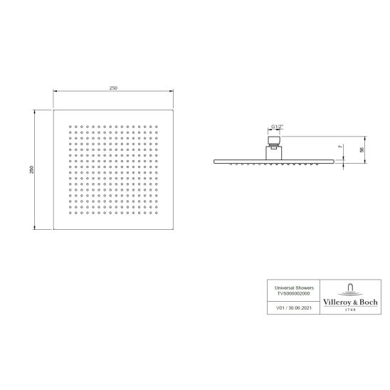 Set bad- en douchekraan Villeroy & Boch Universal Taps & Fittings TVD000653000K5, regendouche Villeroy & Boch Universal Showers TVC000002000K5, TVS109007000K5, TVD00065100000, TVC000454530K5, TVC000457000K5