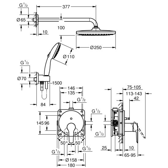 Set doucheset Grohe Start 25292000, trekkertje Grohe 4067393055617