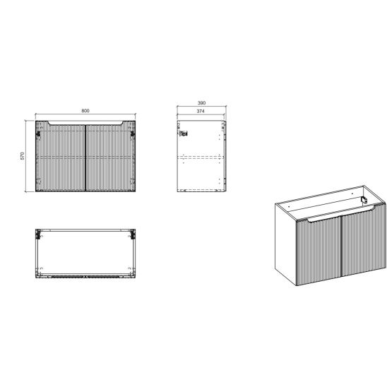 Set kast Comad Nova Black NOVA BLACK D2 82-80-2D, wastafel Comad Beyond BEYOND 5 WHITE ( E-6564 ), NOVA BLACK B 89-80
