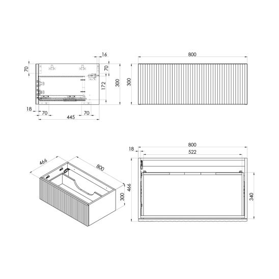 Set kast Ksuro 02 50003030, badkamerblad op kast Ksuro 02 53003030