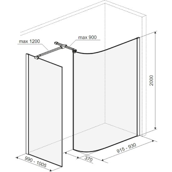 Set inloopdouchewand Excellent Vidoq KAEX.1507.930.LP.CR, inloopdouchewand Excellent Vidoq KAEX.1506.1200.LP.CR