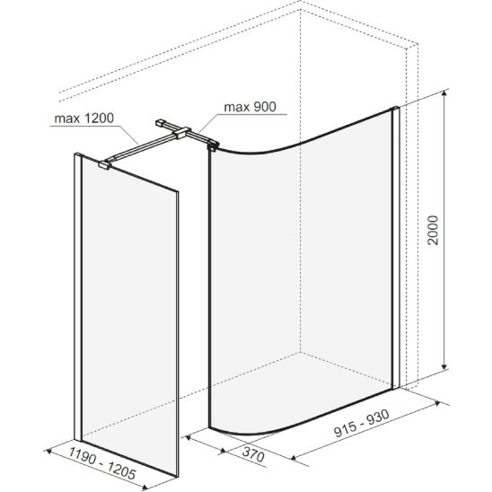 Set inloopdouchewand Excellent Vidoq KAEX.1507.930.LP.CR, inloopdouchewand Excellent Vidoq KAEX.1506.1200.LP.CR