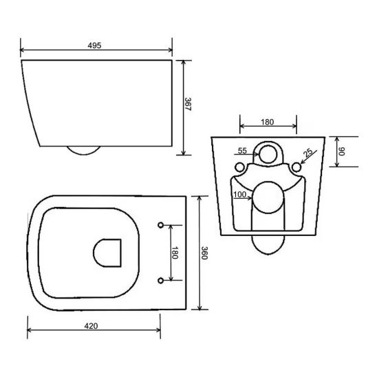 Set toiletpot Kronenbach Cube KB15500CU, toiletbril Kronenbach Cube KB94500CU