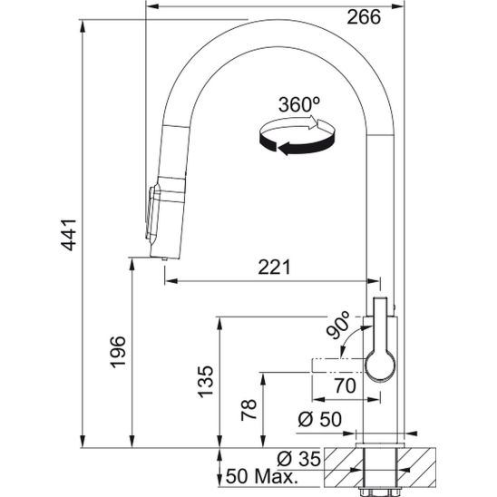 Set keukenkraan Franke Maris Slim Clear Water J Pull-Out 120.0736.602, filter onder spoelbak Franke Pro M Connect 150.0752.886