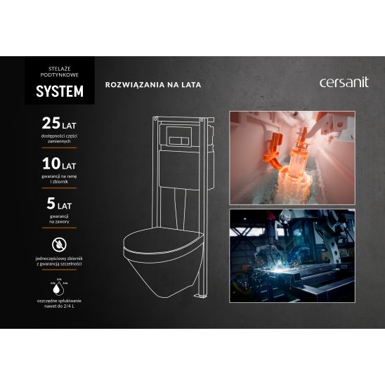 Set toiletpot met softclose toiletbril Cersanit Zen S701-428, inbouwframe met spoelknop Cersanit S701-778