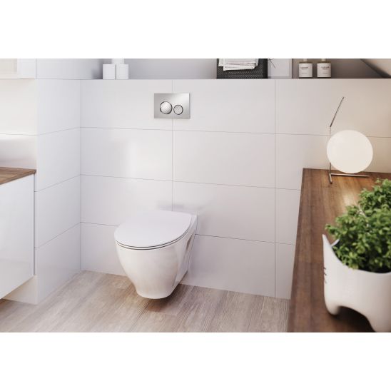 Set toiletpot met softclose toiletbril Cersanit Zen S701-428, inbouwframe met spoelknop Cersanit S701-778