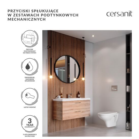 Set toiletpot met softclose toiletbril Cersanit Zen S701-428, inbouwframe met spoelknop Cersanit S701-778