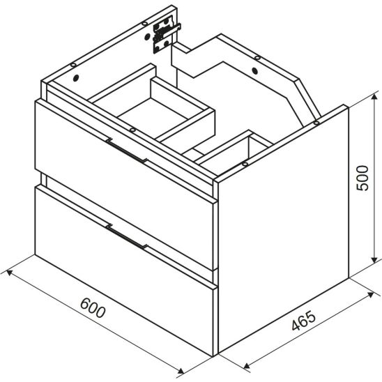 Set kastbehuizing Excellent Tuto 2.0 MLEX.2172.600.GRBL, wastafel Excellent As CEEX.3617.600.WH, MLEX.2151.600.01.GR