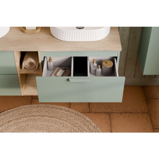 Set kast Comad Aster Green ASTER GREEN 82-60-46-2S, badkamerblad op kast Comad Nordic Cremona CREMONA 89-80-46 M, CREMONA UN 81-20-44
