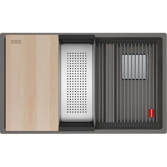 Set spoelbak van graniet Franke Kanon 125.0749.678, keukenkraan Franke Lina 115.0626.057