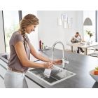 Set keukenkraan met filter Grohe Blue 31455001, stalen spoelbak Grohe K700 31726SD0