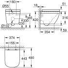 Set toiletpot met softclose toiletbril Grohe Euro Ceramic 39693000, inbouwframe met knop en afdichting Grohe Solido 39930000