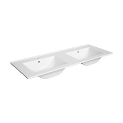 Defra Plan wastafel 120x46 cm rechthoekig meubel-dubbele wit glans 1728