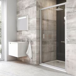 Ravak Blix douchedeur 120 cm schuifbaar aluminium glans/glas met patroon 0PVG0C00ZG