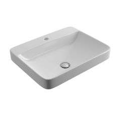 Actima Holmi wastafel 60x47.7 cm rechthoekig opbouw wit glans CEAC.3201.590.WH