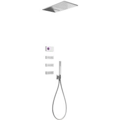 Tres Shower Technology doucheset inbouw met thermostaat met regendouche chroom-wit 092.864.08