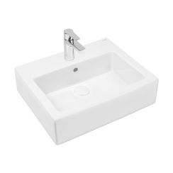 Oltens Susa wastafel 50x41 cm rechthoekig klassiek-opbouw wit glans 41403000