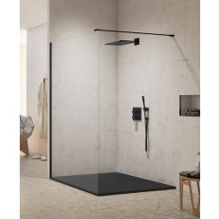 New Trendy New Modus Black inloopdouchewand 140 cm zwart mat/helder glas EXK-0063