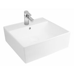 Oltens Hyls wastafel 47x47 cm vierkant opbouw wit glans 41309000