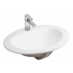 Oltens Kjos wastafel 52x46 cm ovaal inbouw wit glans 41200000