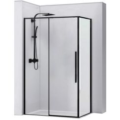 Rea Solar Black douchecabine 100x80 cm rechthoekig zwart halfmat/helder glas REA-K6310