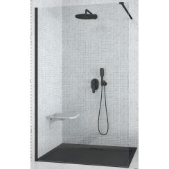 Besco Aveo douchewand 100 cm zwart mat/helder glas AVB-100-195C