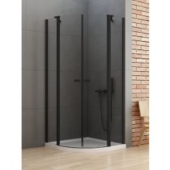 New Trendy New Soleo Black douchecabine 90x90 cm halfrond zwart mat/helder glas K-0539
