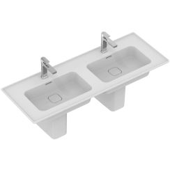 Ideal Standard Strada II wastafel 124x46 cm rechthoekig klassiek-meubel-dubbele wit glans T300501