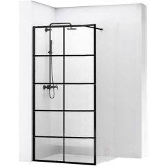 Rea Bler douchewand 80 cm zwart halfmat/helder glas REA-K7952