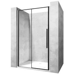Rea Solar Black douchedeur 140 cm schuifbaar zwart halfmat/helder glas REA-K6359