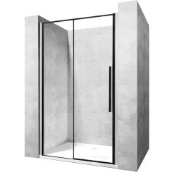 Rea Solar Black douchedeur 150 cm schuifbaar zwart halfmat/helder glas REA-K6360