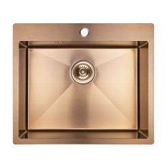 Laveo Marmara stalen spoelbak 59x51 cm roségoud SAM 810T