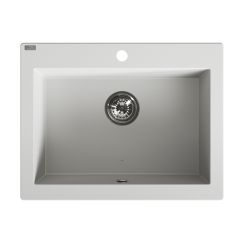 Laveo Komodo spoelbak van graniet 63.5x49 cm wit SBK 610T