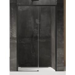 New Trendy Prime Black douchedeur 110 cm schuifbaar zwart mat/helder glas D-0319A