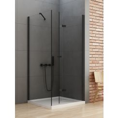 New Trendy New Soleo Black douchecabine 90x80 cm rechthoekig zwart mat/helder glas D-0239A/D-0114B