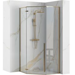 Rea Diamond douchecabine 90x90 cm gouden glans/helder glas REA-K4904