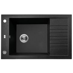 Laveo Pionier spoelbak van graniet 78x50 cm zwart SBR713T