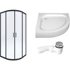Set douchecabine Deante Funkia KYP_N51K, halfronde douchebak Deante Standard New KTA_053B, NHC_025C