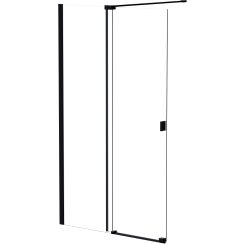 Besco Vayo Black douchewand met deur 120 cm zwart mat/helder glas VYB-120-200C