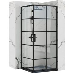 Rea Concept douchecabine 100x80 cm zwart halfmat/helder glas REA-K6389