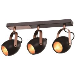 Candellux Anica plafondlamp 3x40 W zwart-koper 93-82589