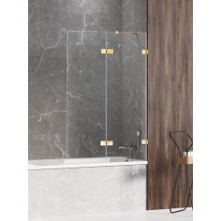 New Trendy Avexa Gold Shine badscherm 120 cm tweedelig gouden glans/helder glas EXK-2187