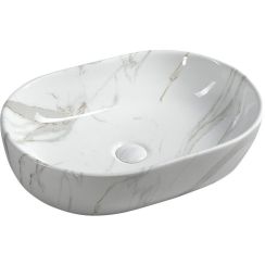 Sapho Dalma wastafel 59x42 cm ovaal opbouw wit glans MM417