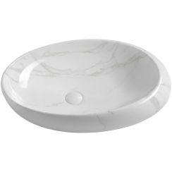 Sapho Dalma wastafel 68x44 cm ovaal opbouw wit glans MM317